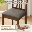Wooden Dining Chairs Set of 2 with Linen Fabric Upholstered and Rubber Wood Frame-Brown