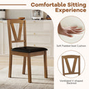 Wooden Dining Chair Set of 2 with PU Leather Upholstered and Rubber Wood Frame-Brown