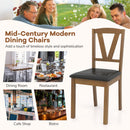 Wooden Dining Chair Set of 2 with PU Leather Upholstered and Rubber Wood Frame-Brown