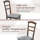 Wooden Dining Chair Set of 2 Linen Fabric Upholstered Kitchen Chairs Farmhouse Side Accent Chairs