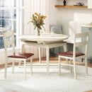 Wooden Dining Chair Set of 2 PU Leather Upholstered Kitchen Armless Chairs-White