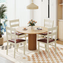 Wooden Dining Chair Set of 2 PU Leather Upholstered Kitchen Armless Chairs-White