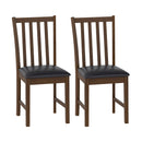Wooden Dining Chair Set of 2 with Rubber Wood Frame and Padded Seat