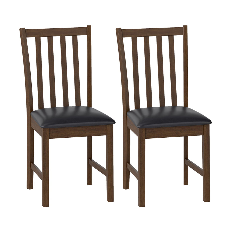 Wooden Dining Chair Set of 2 with Rubber Wood Frame and Padded Seat
