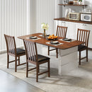 Wooden Dining Chair Set of 2 with Rubber Wood Frame and Padded Seat