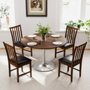 Wooden Dining Chair Set of 2 with Rubber Wood Frame and Padded Seat