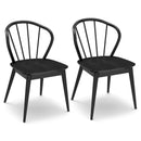 Wooden Dining Chair Set of 2 with High Spindle Back and Wide Seat