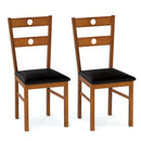 Wooden Dining Chairs Set of 2 Armless Kitchen Chairs with Hollowed Backrest