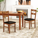 Wooden Dining Chairs Set of 4 Armless Kitchen Chairs with Hollowed Backrest