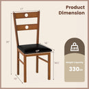 Wooden Dining Chairs Set of 4 Armless Kitchen Chairs with Hollowed Backrest