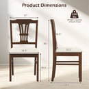 Wooden Dining Chairs Set of 2 Upholstered Kitchen Chairs with Solid Rubber Wood Frame