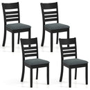 Wooden Dining Chairs Set of 4 Upholstered Kitchen Chairs with Rubber Wood Frame