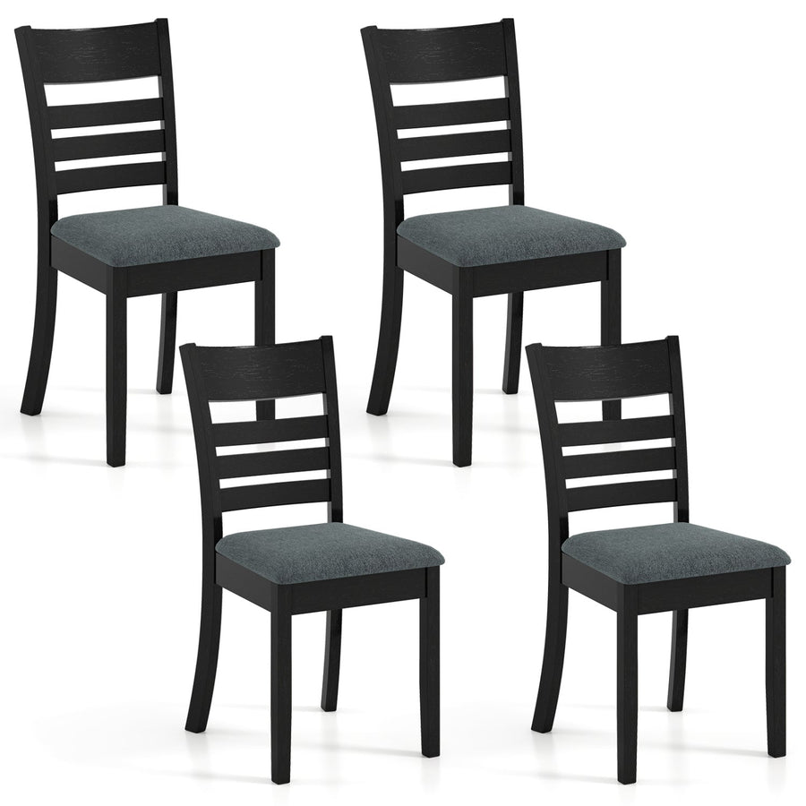 Wooden Dining Chairs Set of 4 Upholstered Kitchen Chairs with Rubber Wood Frame