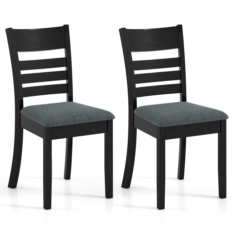 Wooden Dining Chairs Set of 2 Upholstered Kitchen Chairs with Rubber Wood Frame