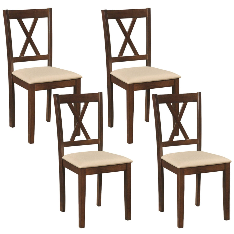 Wooden Dining Chairs Set of 4 Fabric Upholstered Kitchen Chairs