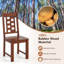 Wooden Dining Chairs Set of 2 Kitchen Chair with Solid Rubber Wood Frame-Walnut