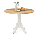 Wooden Dining Table with Round Tabletop and Curved Trestle Legs