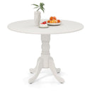 Wooden Dining Table with Round Tabletop and Curved Trestle Legs