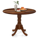 Wooden Dining Table with Round Tabletop and Curved Trestle Legs