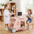 Wooden Doctor Playset for Kids Pretend Play Doctor Kit with Cart Gift for Toddlers Boys Girls Aged 3+