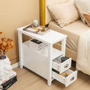 End Table Wooden with 2 Drawers and Shelf Bedside Table