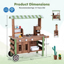 Wooden Grocery Store Playset with Wheels for Kids
