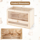 Wooden Hamster Cage with Mesh Flip Roof-Natural