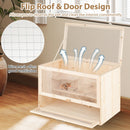 Wooden Hamster Cage with Mesh Flip Roof-Natural