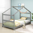 Twin Size Wooden House Bed with Roof