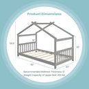Twin Size Wooden House Bed with Roof