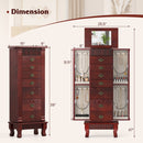 Wooden Jewelry Armoire Cabinet Storage Chest with Drawers and Swing Doors
