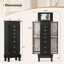 Wooden Jewelry Armoire Cabinet Storage Chest with Drawers and Swing Doors