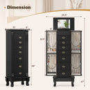 Wooden Jewelry Armoire Cabinet Storage Chest with Drawers and Swing Doors