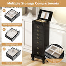 Wooden Jewelry Armoire Cabinet Storage Chest with Drawers and Swing Doors