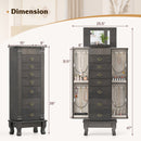 Wooden Jewelry Armoire Cabinet Storage Chest with Drawers and Swing Doors
