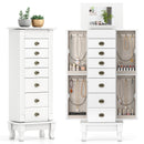 Wooden Jewelry Armoire Cabinet Storage Chest with Drawers and Swing Doors
