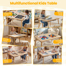 Wooden Kids Activity Table Set with Double-Sided Boards-Natural