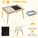 Wooden Kids Activity Table Set with Double-Sided Boards-Natural