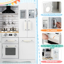 Wooden Kid's Corner Kitchen Playset with Stove for Toddlers-Natural & White