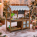 Wooden Mud Kitchen with 8 Accessories & Chalkboard for Kids 3+