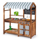 Wooden Mud Kitchen with 8 Accessories & Chalkboard for Kids 3+
