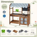 Wooden Mud Kitchen with 8 Accessories & Chalkboard for Kids 3+