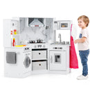 Wooden Kids Play Kitchen Playset with Realistic Lights and Sounds