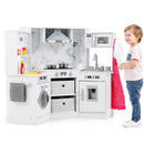 Wooden Kids Play Kitchen Playset with Realistic Lights and Sounds