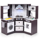 Wooden Kids Play Kitchen Playset with Realistic Lights and Sounds