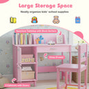 Wooden Kids Study Desk and Chair Set Student Workstation