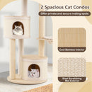 Wooden Kitten Tower with Sisal Scratching Posts and 2 Condos-Natural