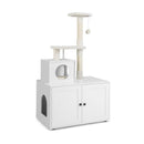 Cat Tree with Litter Box Enclosure with Cat Condo-White