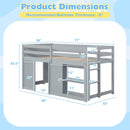Wooden Low Kids Loft Bed with LED Lights and 2 Doors