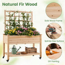 Wooden Mobile Raised Garden Bed on Wheels with Trellis